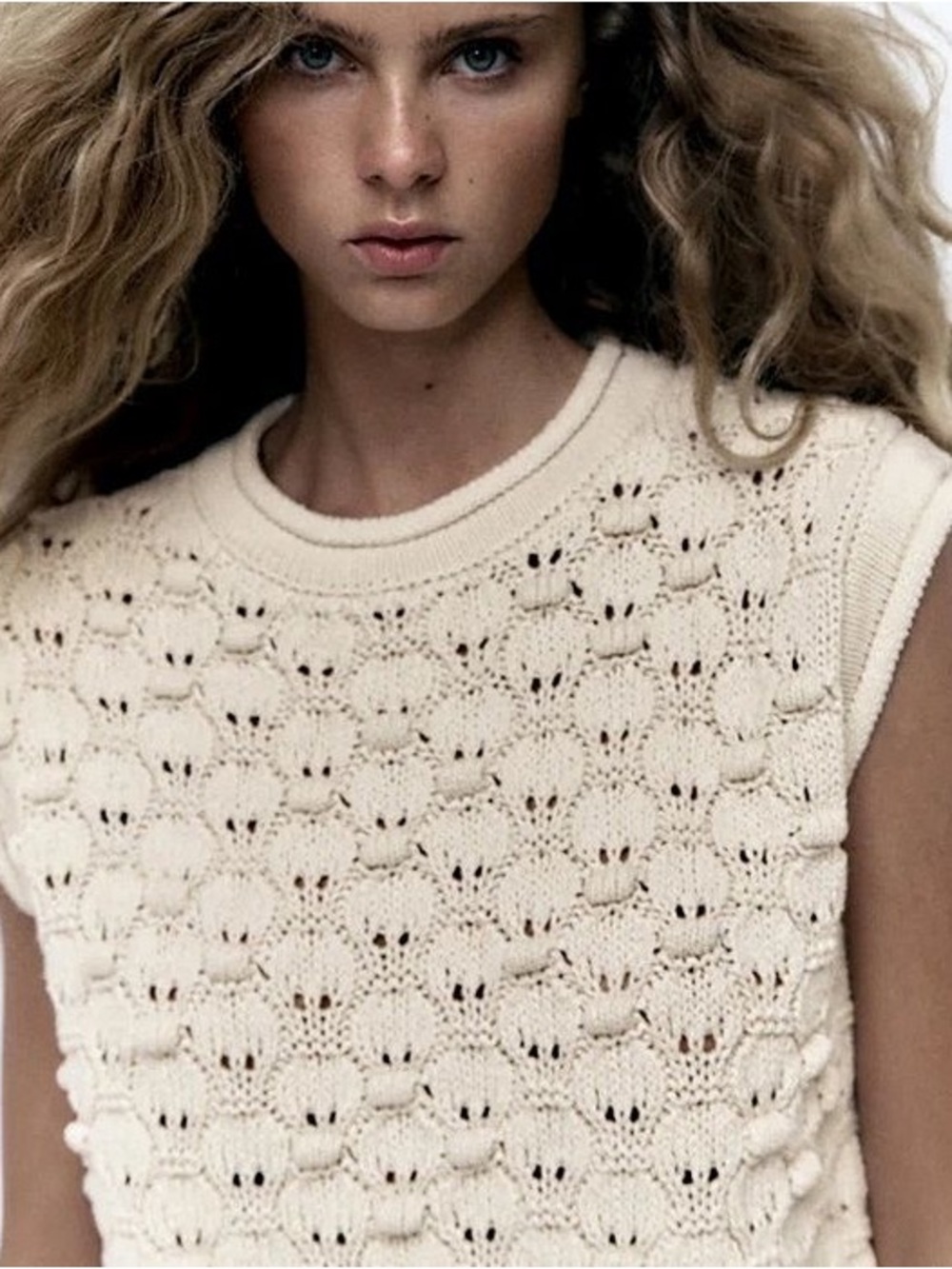 Zara Cream Knit Sweater Vest